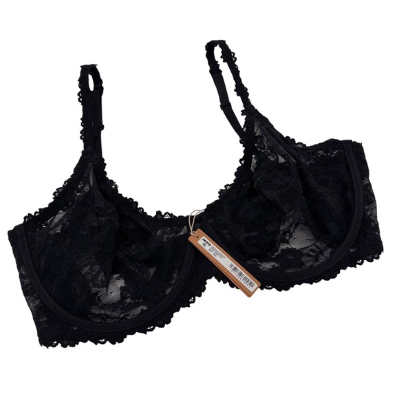SKIMS‎ Stretch Lace Unlined Demi Bra Black Soot 42DDD - Picture 2 of 7